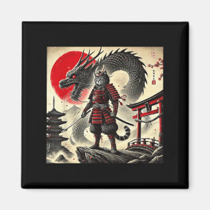 Imán Gato Samurái Guerrero Gráfico Hombres Ninja Gato J
