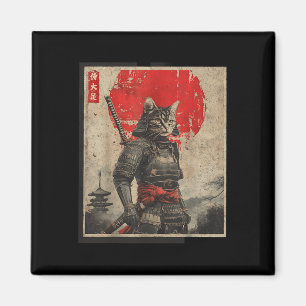 Imán Gato samurai vintage gráfico japonés tees Mens Uki