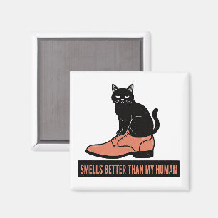 Imán Gato Sarcástico en Zapato Meme de Linograbado