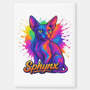 Imán Gato Sfinx de arte pop vibrante - colorido moderno