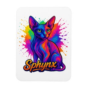 Imán Gato Sfinx de arte pop vibrante - colorido moderno