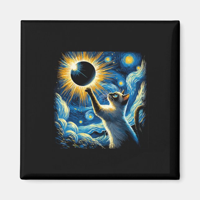 Imán Gato siamés 2024 Van Gogh Starry Night Siamese Cat (Frente)