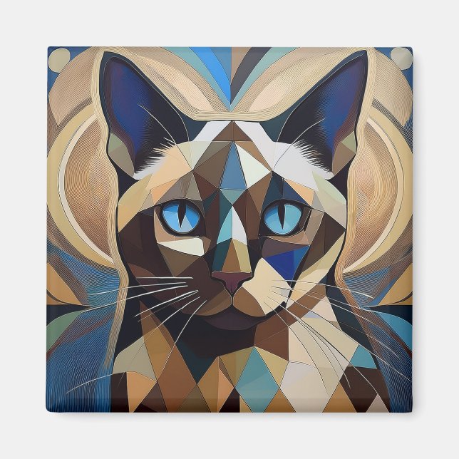 Imán Gato siamés de IA (Frente)