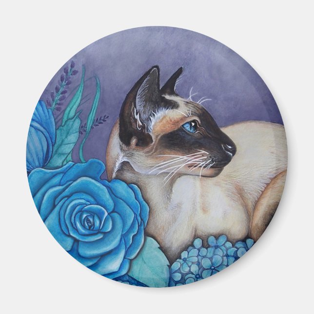 Imán Gato siamés de punto de chocolate (Frente)