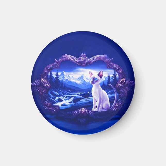 Imán Gato Siamés En Marco Escenario (Frente)