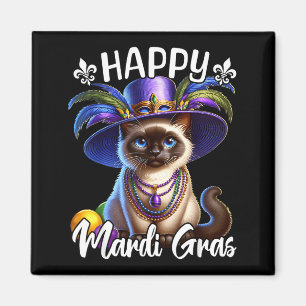 Imán Gato siamés feliz Mardi Gras Gato siamés 