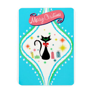 Imán Gato siamés retro Feliz Navidad 