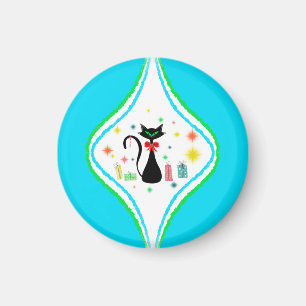 Imán Gato siamés retro Feliz Navidad 