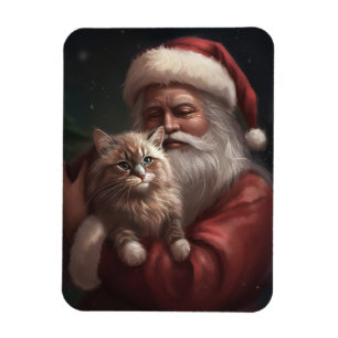 Imán Gato siberiano con Navidades festivos de Santa Cla