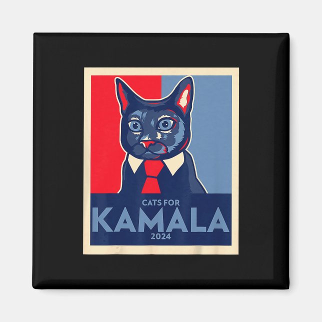 Imán Gato sin Niños Votando Kamala Harris 2024 1 (Frente)