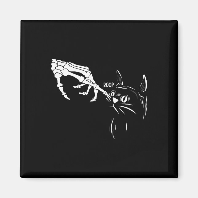 Imán Gato Skeleton Mano Boop Halloween Gatos Lover Masc (Frente)