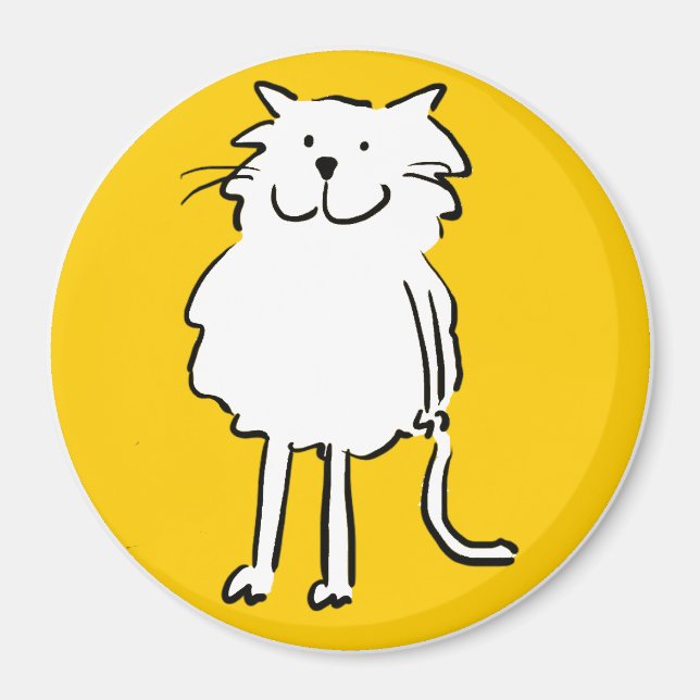 Imán Gato Sonriente Feliz como una divertida ilustració (Frente)
