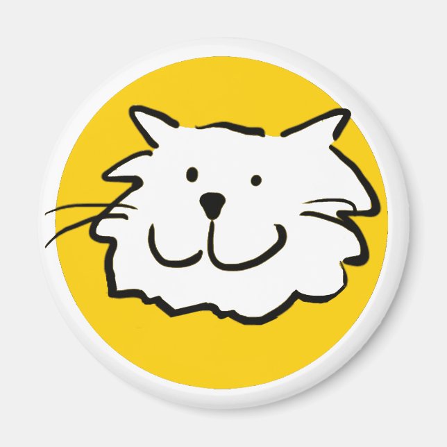 Imán Gato Sonriente Feliz como una Ilustración Divertid (Frente)