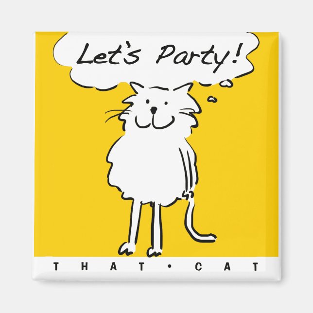 Imán Gato Sonriente Feliz como una Ilustración Divertid (Frente)