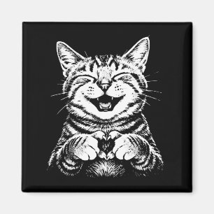 Imán Gato Sonriente Lindo Haciendo Manos de Corazón Gat