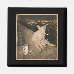 Imán Gato Sphynx Fumando Meme Arte Gráfico Divertido