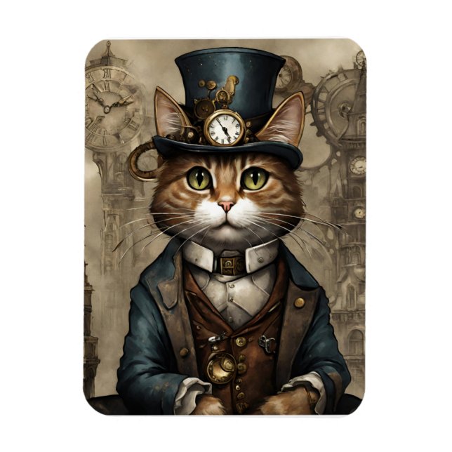 Imán Gato Steampunk (Vertical)