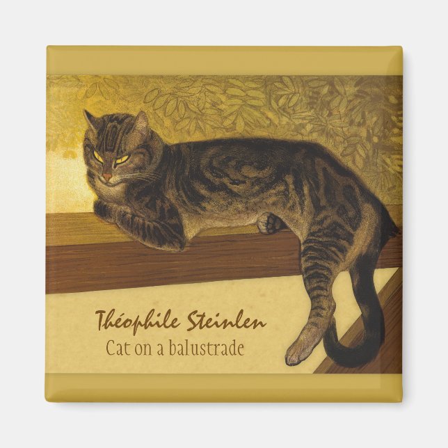 Imán Gato Steinlen en una barandilla Gatos Grumpy 1909 (Frente)