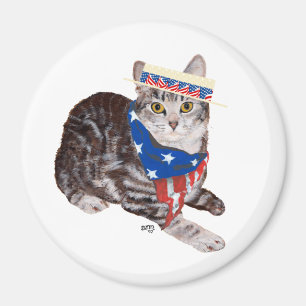 Imán Gato Tabby American Shorthair Patriótico