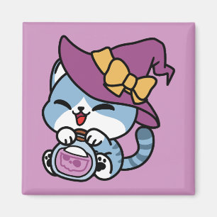 Imán Gato Tabby de Halloween – Sombrero de Bruja y Arte