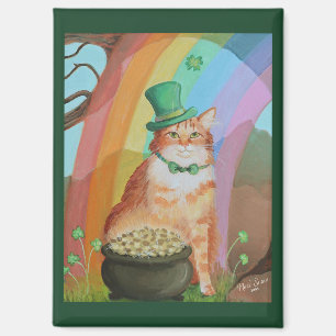Imán Gato Tabby Día de San Patricio Duende