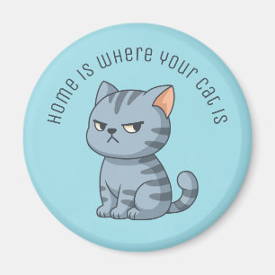 Imán Gato Tabby Gris Malhumorado Texto Personalizado Az