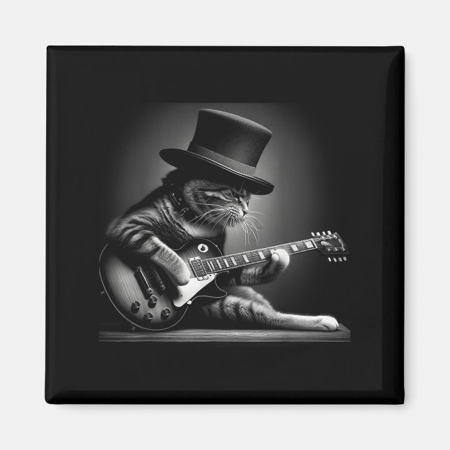 Imán Gato tocando la guitarra - Música de rock divertid (Frente)