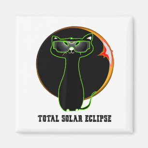 Imán Gato Usando Gafas De Eclipse Solar Total Ecli