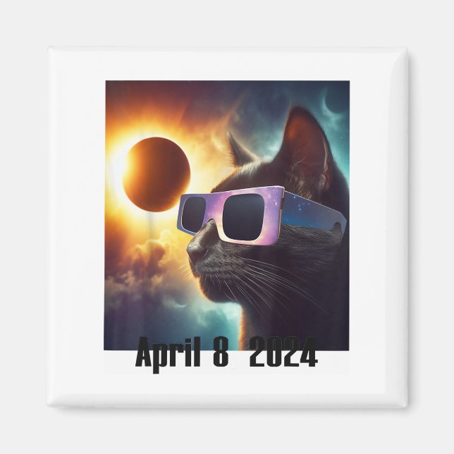 Imán Gato Usando Gafas Solares Eclipse Colorful Pop Cul (Frente)