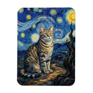 Imán Gato Van Gogh Noche Estrellada Arte Impresionista