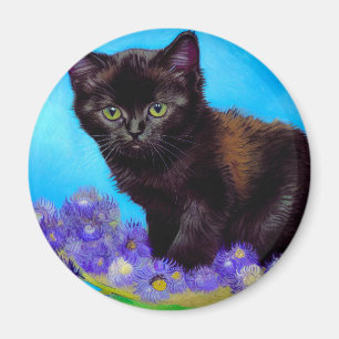 Imán Gato Van Gogh y flores