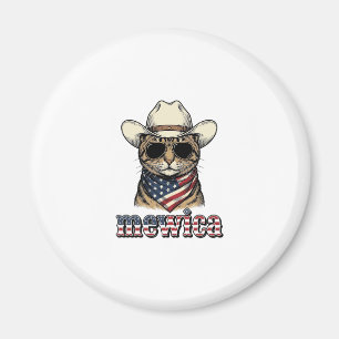 Imán Gato Vaquero Patriótico Mewica Diseño Vector Vinta
