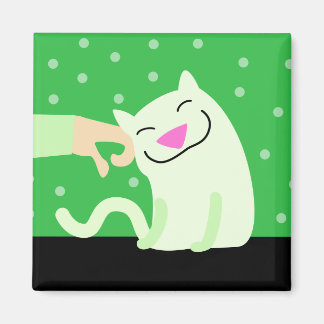 Imán Gato verde con mano de peto