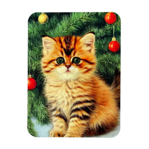Imán Gato vintage de Navidad
