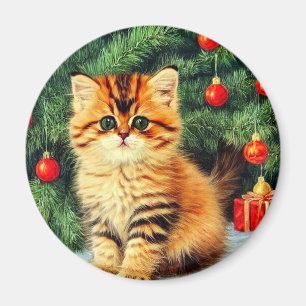 Imán Gato vintage de Navidad