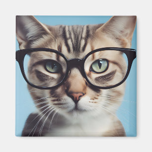 Imán Gato vistiendo gafas