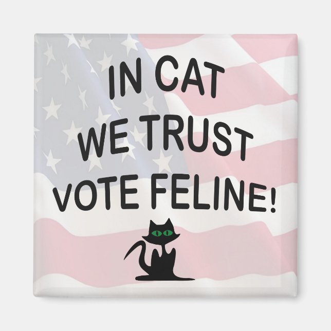 Imán Gato votado con bandera estadounidense (Frente)