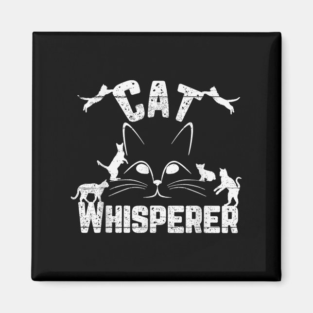 Imán Gato Whisperer Funny Cat Lover Kitty Face Trastorn (Frente)