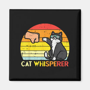 Imán Gato Whisperer Hombre Paw Fist Bump Sunset Retro H