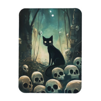 Imán Gato y cráneo de Halloween