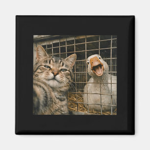 Imán Gato y ganso divertidos selfie extraña amistad ani