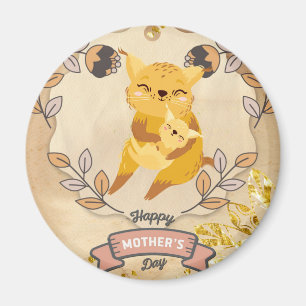 Imán Gato y gatito divertidos felices del día de la mad