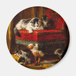 Imán Gato y gatitos jugando con silla