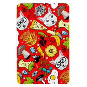 Imán Gato y huevo en rojo