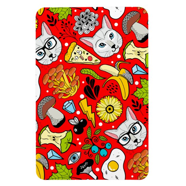 Imán Gato y huevo en rojo (Vertical)