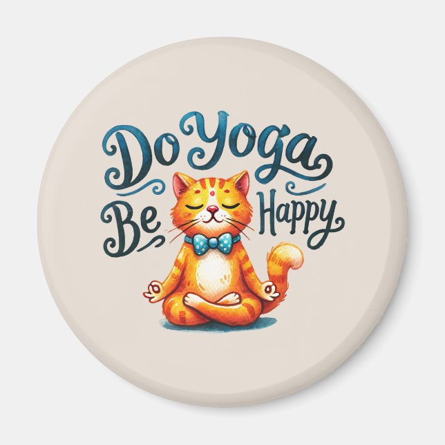 Imán Gato Yoga Pose - Haz Yoga, sé feliz (Frente)