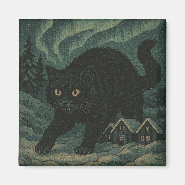 Imán gato yule de Navidad islandés (Frente)