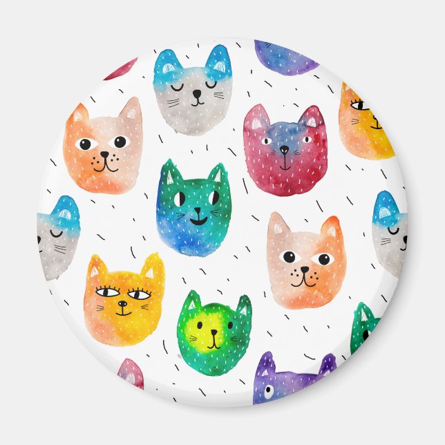 Imán Gatos acuarelas y amigos (Frente)