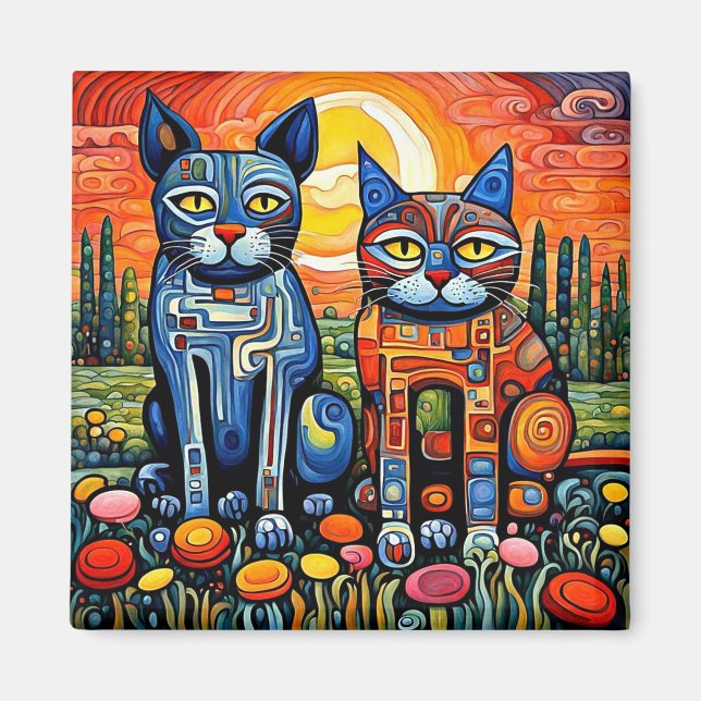 Imán Gatos al atardecer 1 (Frente)