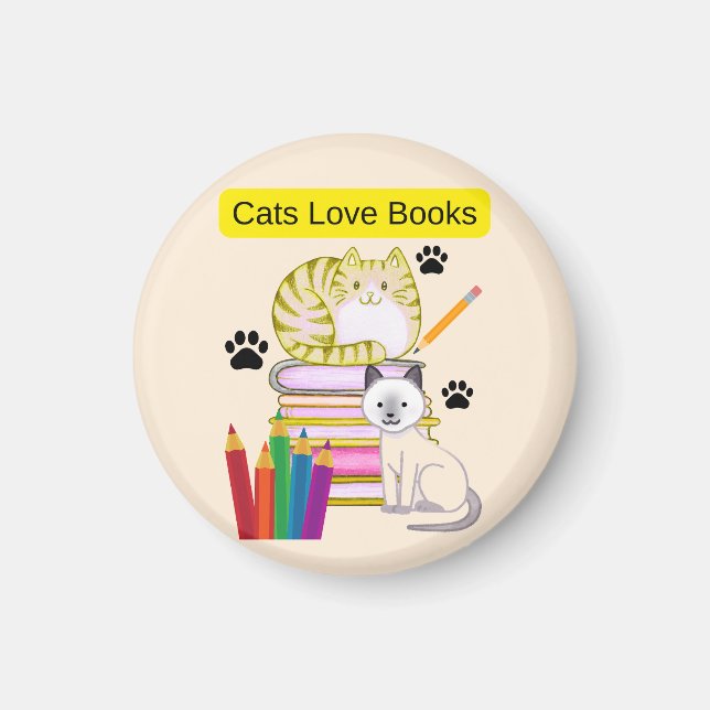 Imán Gatos Aman Los Libros (Frente)